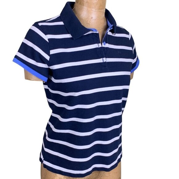 IZOD Women's Striped Cotton Short Sleeve Polo Golf Shirt Sz L #332F - Picture 3 of 15